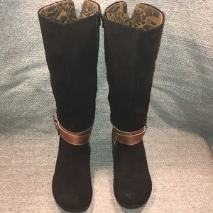 Fly London Bridle Zip Tall Suede Boot Sz 40